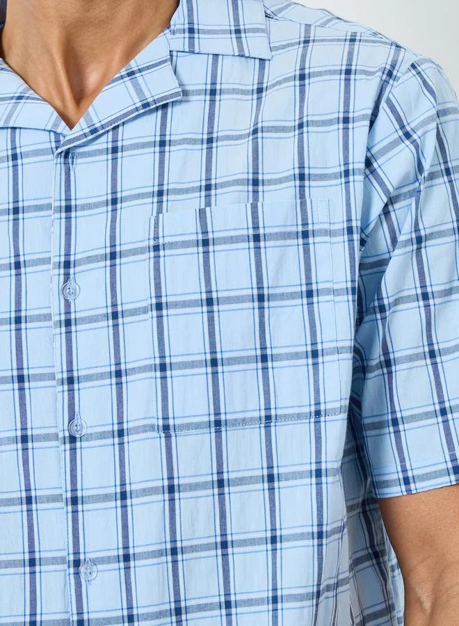 Styli Men Relaxed Fit Checked Shirt and Pyjama Set